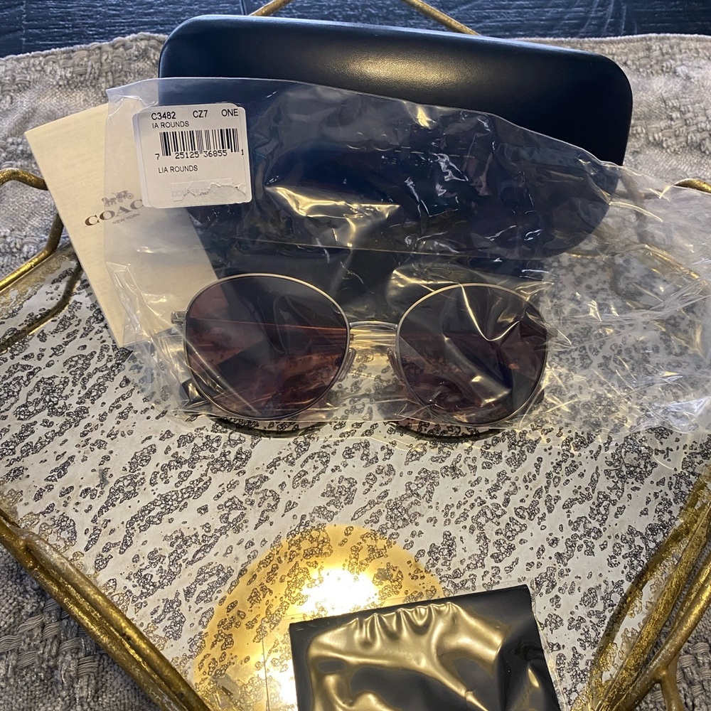 New Coach Women's Gold and Black Sunglasses